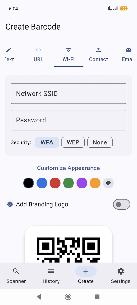 Barcode Scanner & QR Scanner Android App Interface Screenshot 2