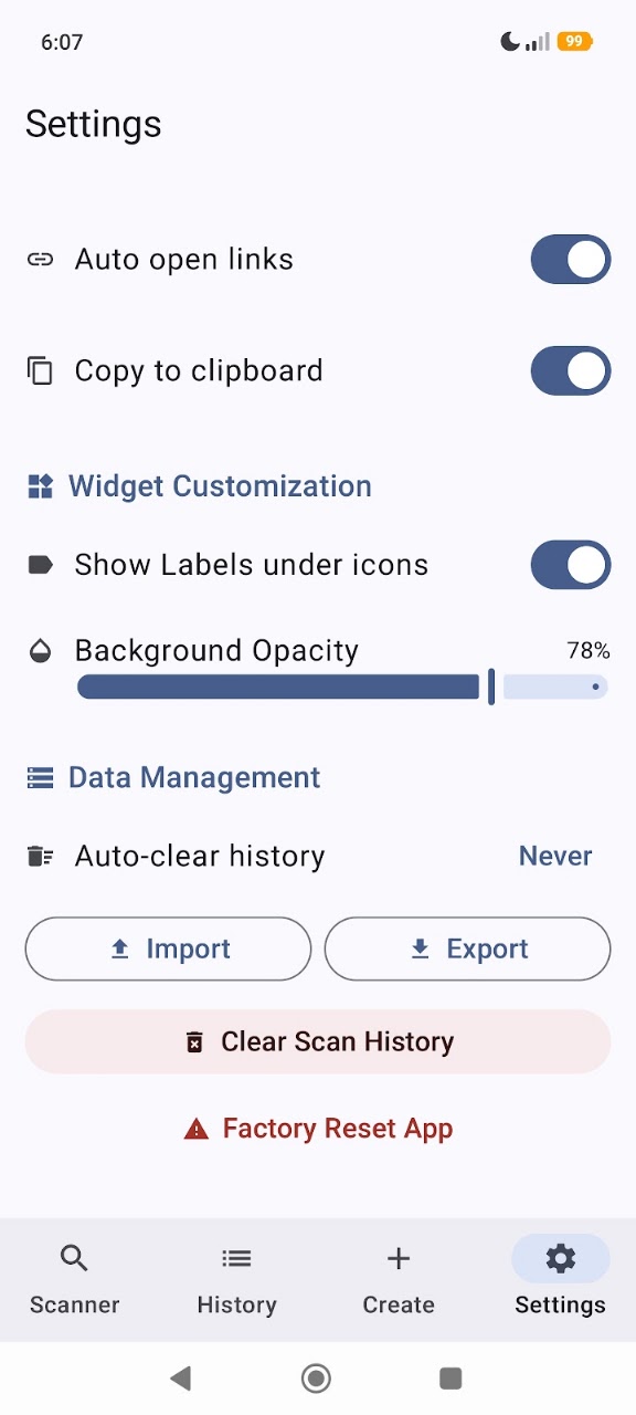 Barcode Scanner & QR Scanner Android App Interface Screenshot 5