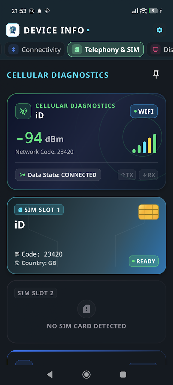 Device Info: System, CPU, RAM Android App Interface Screenshot 2