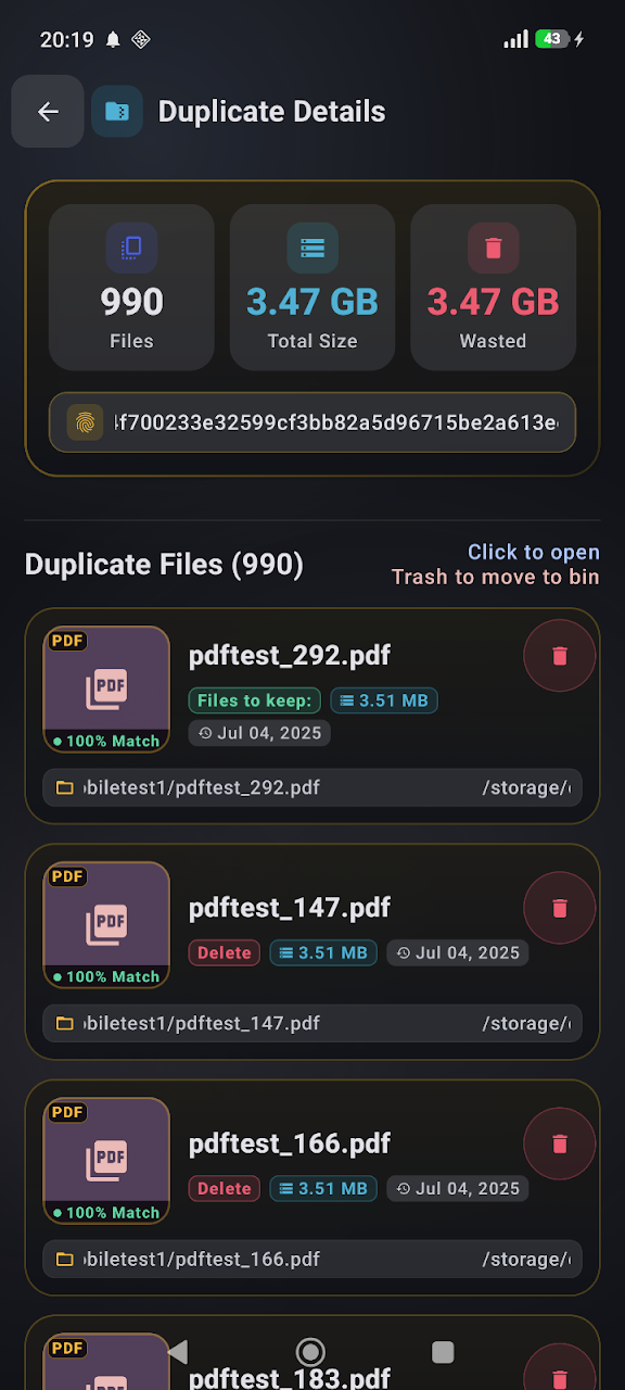 Duplicate File Finder Remover Android App Interface Screenshot 4