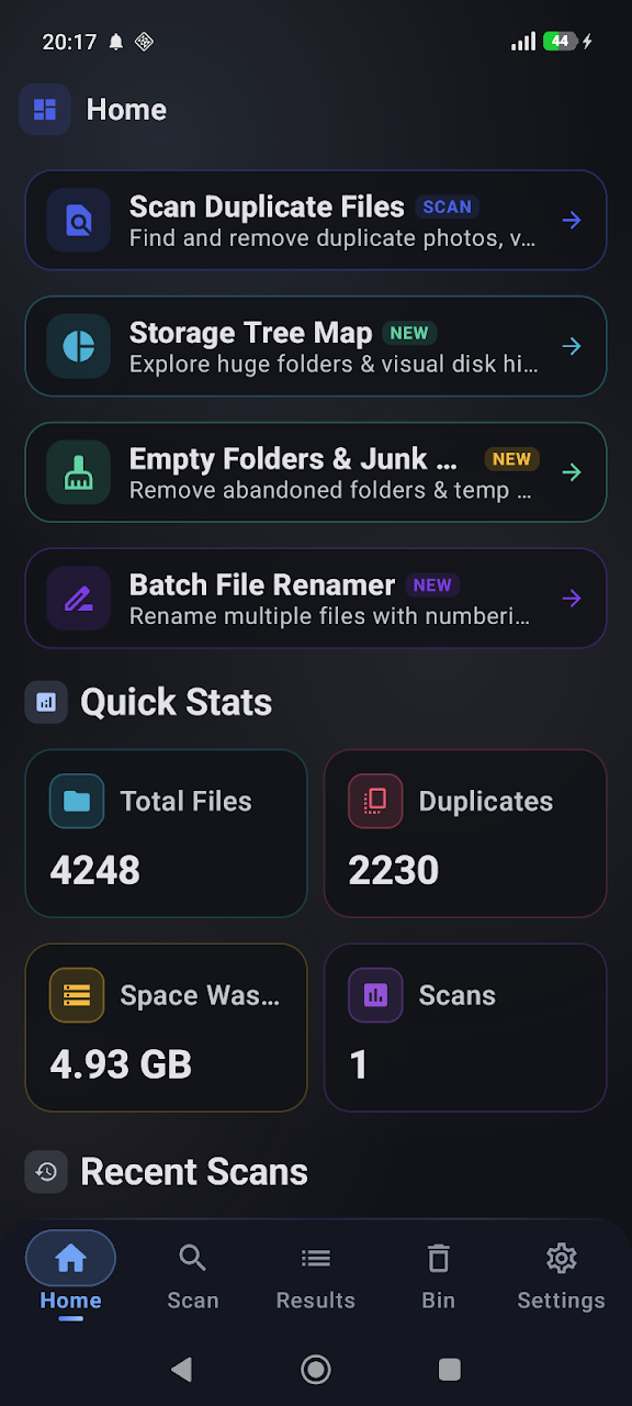 Duplicate File Finder Remover Android App Interface Screenshot 5