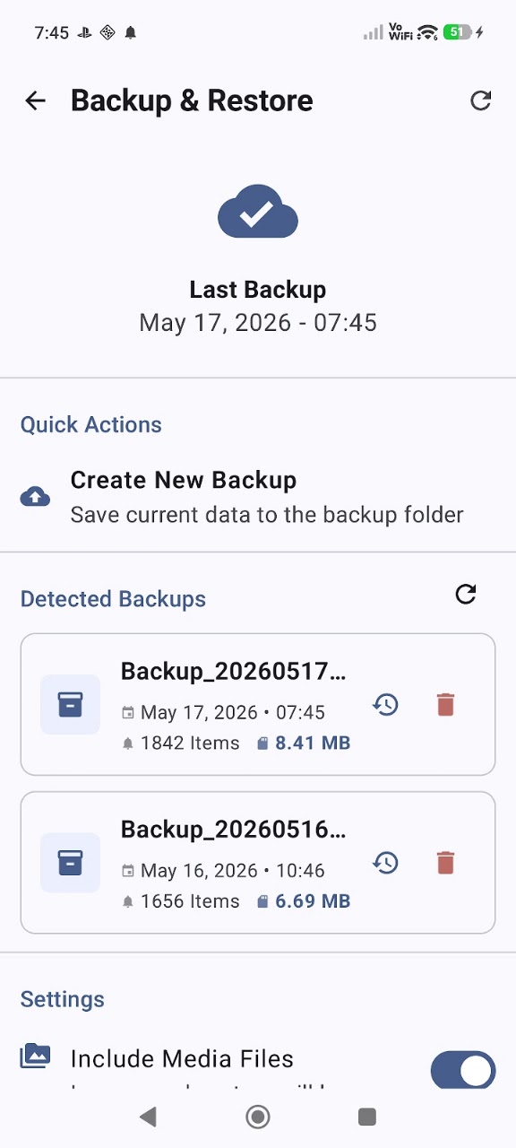 Notification History Log Android App Interface Screenshot 2