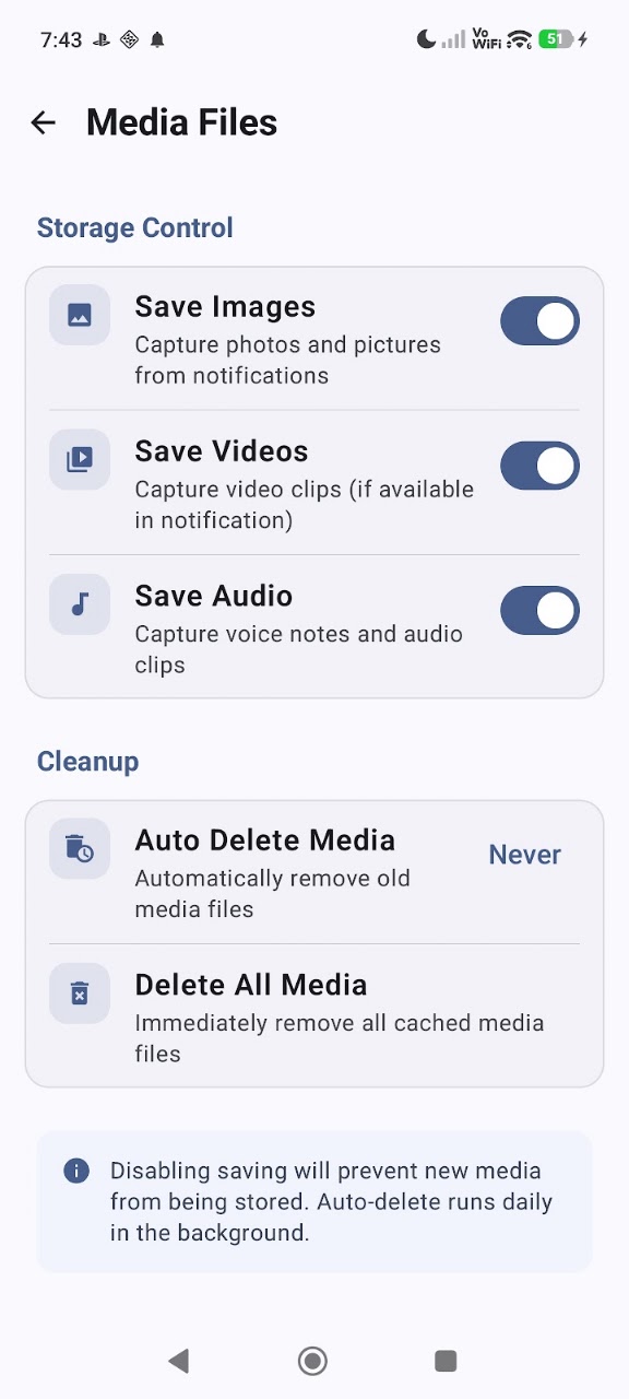 Notification History Log Android App Interface Screenshot 3
