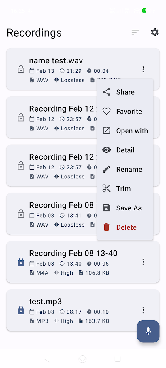 Voice Recorder Android App Interface Screenshot 2